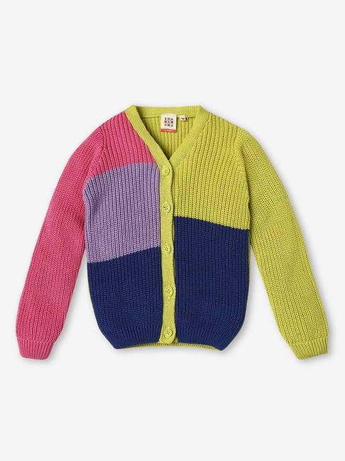 ed-a-mamma kids multicolor self design full sleeves sweater