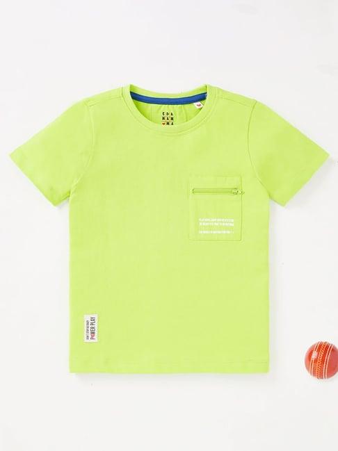 ed-a-mamma kids neon green solid t-shirt