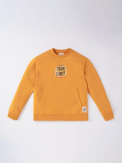 ed-a-mamma kids orange cotton printed full sleeves sweatshirt