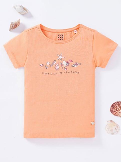 ed-a-mamma kids orange printed t-shirt