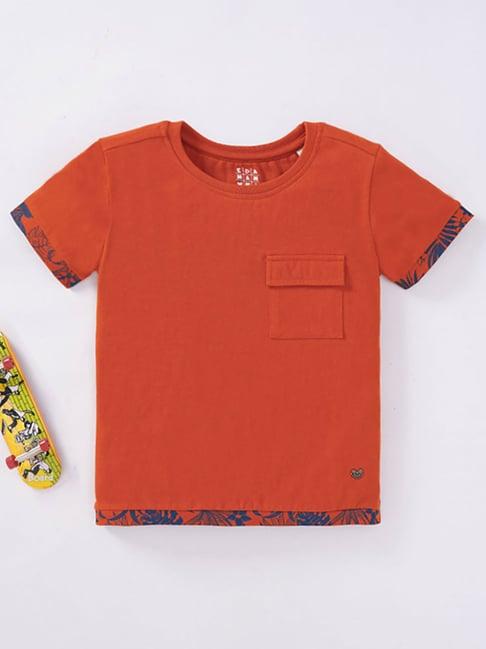 ed-a-mamma kids orange solid t-shirt