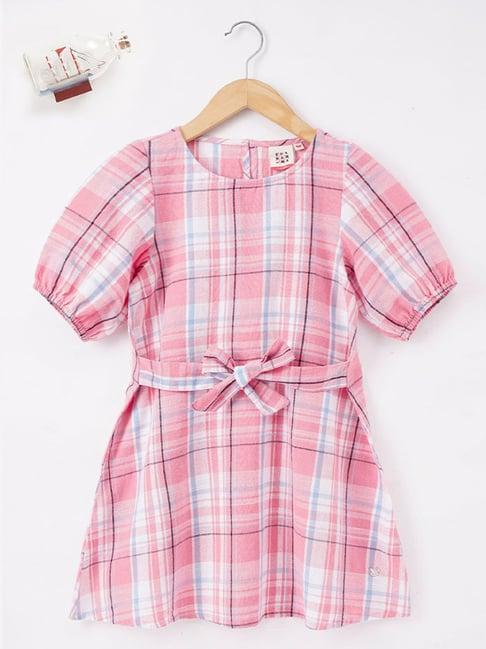 ed-a-mamma kids pink cotton chequered dress