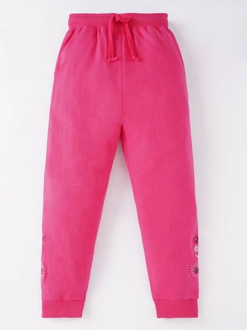 ed-a-mamma kids pink cotton embroidered joggers