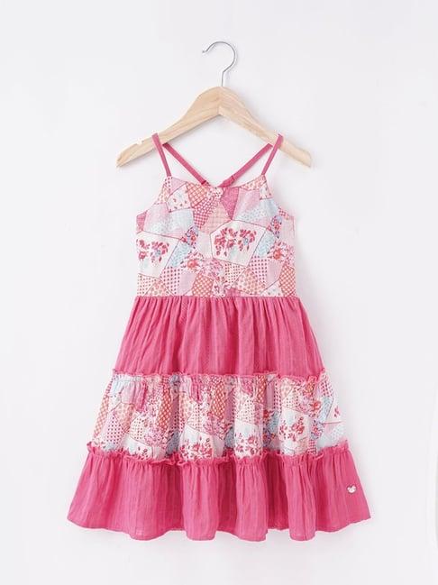 ed-a-mamma kids pink cotton floral print dress