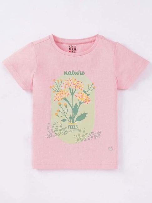 ed-a-mamma kids pink cotton graphic t-shirt