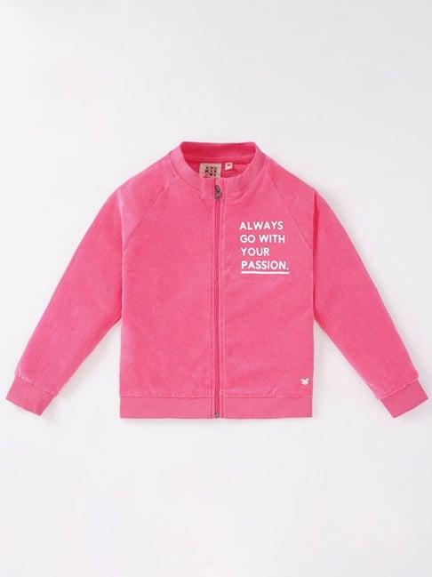 ed-a-mamma kids pink cotton printed full sleeves jacket
