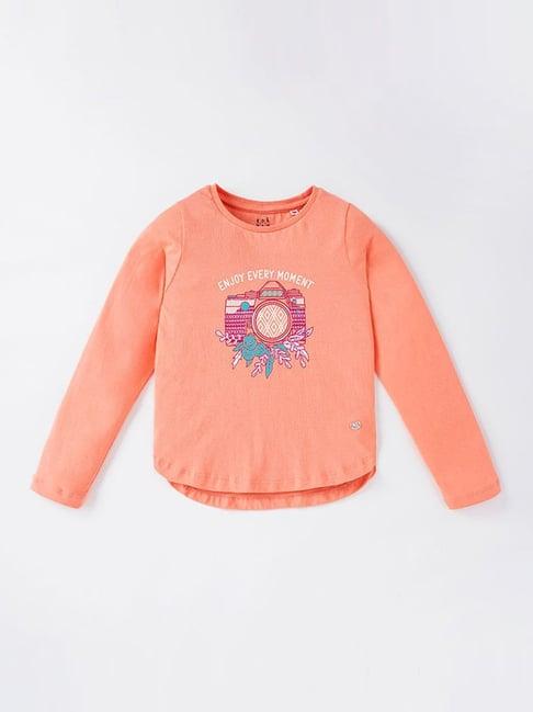 ed-a-mamma kids pink cotton printed full sleeves top