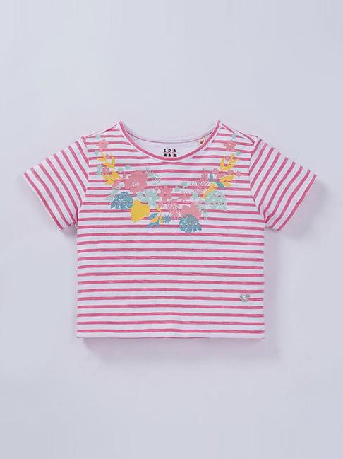 ed-a-mamma kids pink cotton striped t-shirt