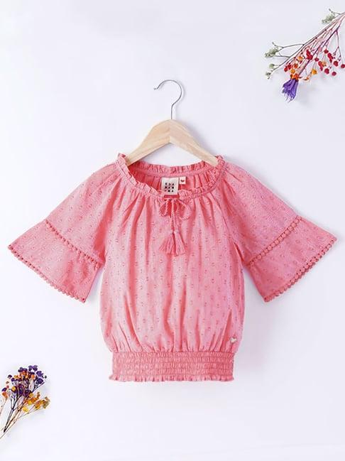 ed-a-mamma kids pink embroidered top