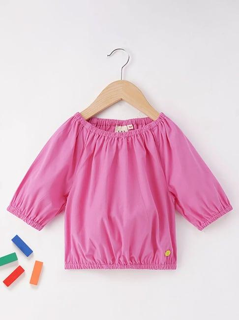 ed-a-mamma kids pink solid crop top