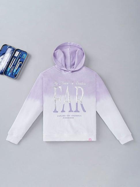 ed-a-mamma kids purple & white printed full sleeves  hoodie