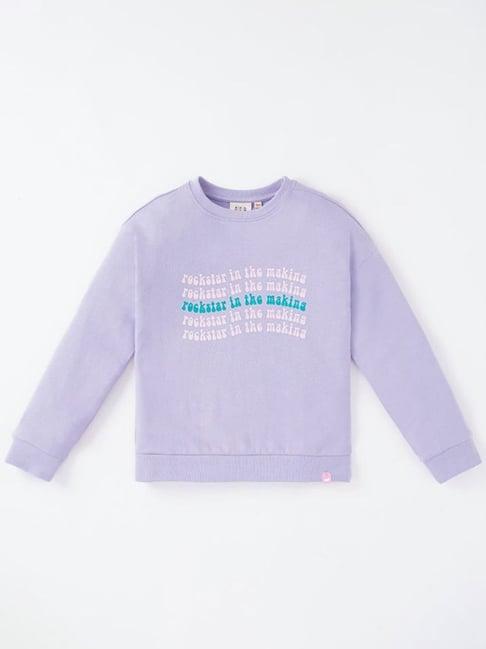 ed-a-mamma kids purple cotton printed full sleeves sweatshirt