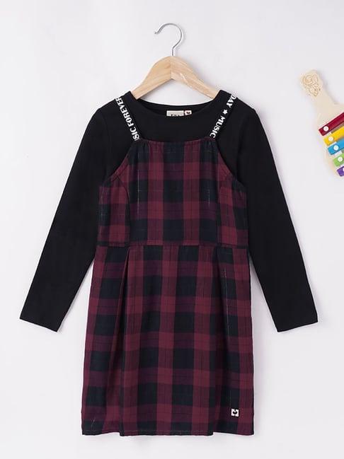 ed-a-mamma kids red & black checkered  t-shirt with  dress