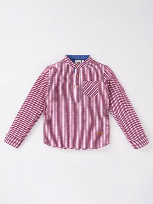 ed-a-mamma kids red & white striped full sleeves shirt
