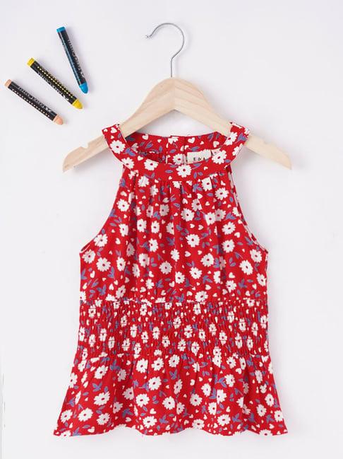 ed-a-mamma kids red floral print top