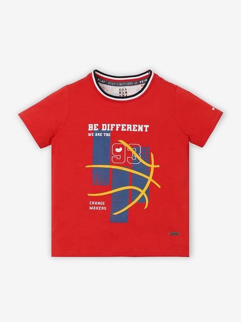 ed-a-mamma kids red printed t-shirt