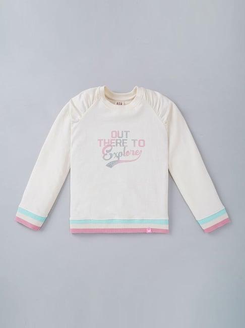 ed-a-mamma kids white cotton printed full sleeves sweatshirt