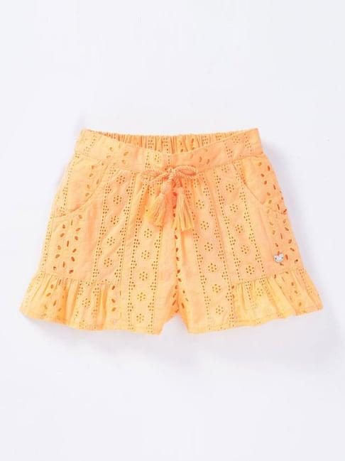 ed-a-mamma kids yellow cotton embroidered shorts