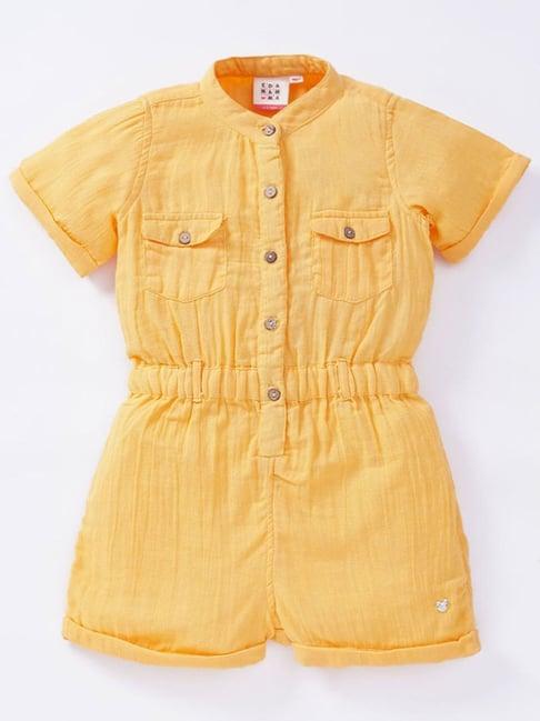 ed-a-mamma kids yellow cotton jumpsuits