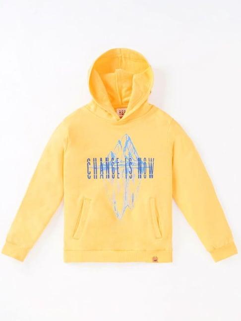 ed-a-mamma kids yellow cotton printed full sleeves hoodie