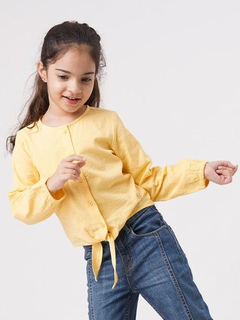 ed-a-mamma kids yellow cotton regular fit full sleeves top