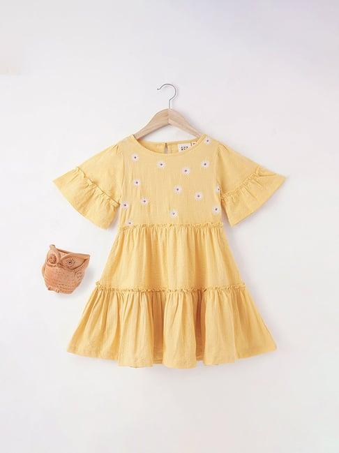ed-a-mamma kids yellow embroidered dress