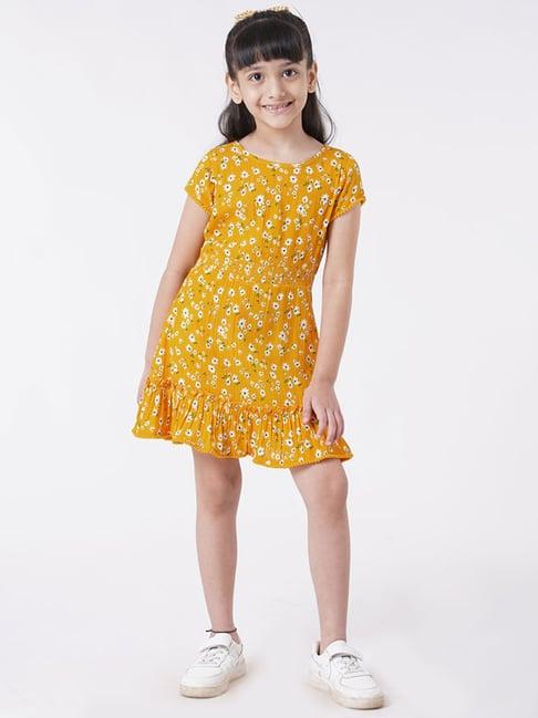 ed-a-mamma kids yellow floral print  dress
