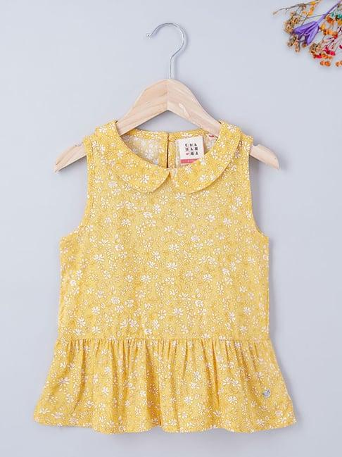 ed-a-mamma kids yellow floral print top