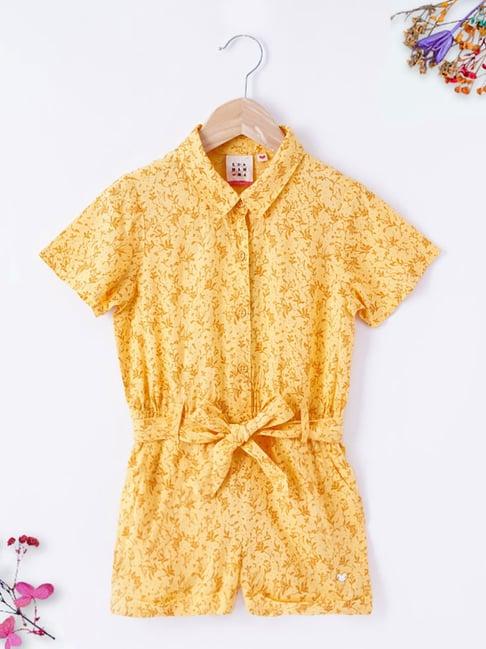 ed-a-mamma kids yellow printed jumpsuit