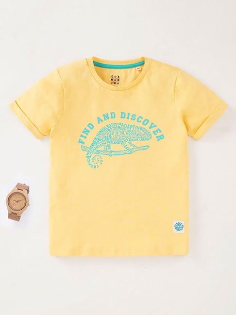 ed-a-mamma kids yellow printed t-shirt