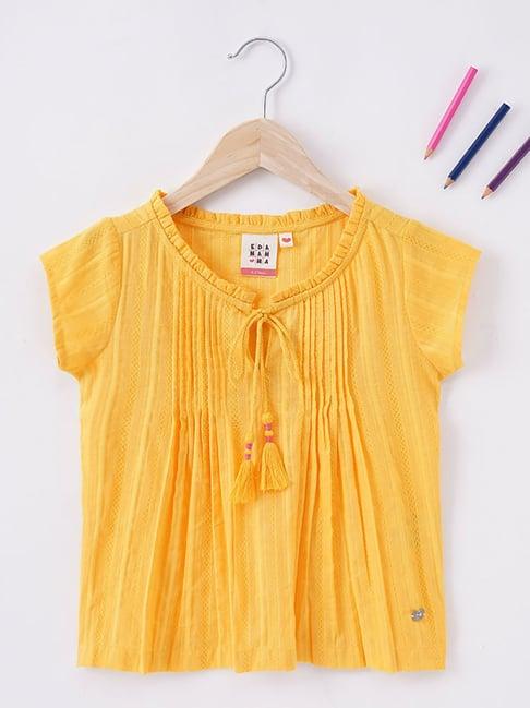 ed-a-mamma kids yellow self design top