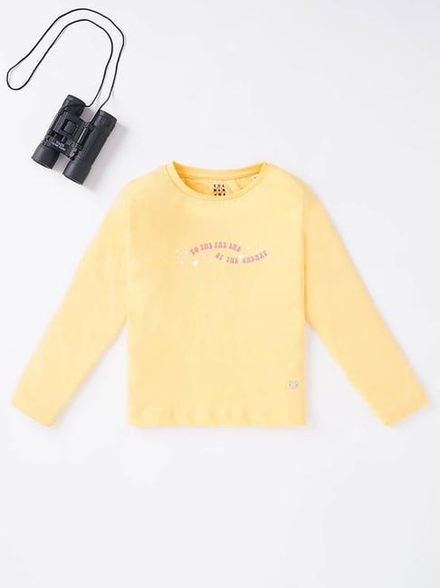 ed-a-mamma kids yellow solid full sleeves t-shirt