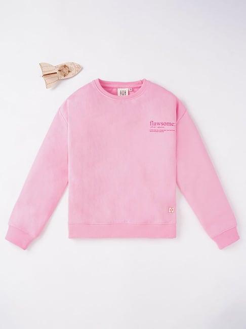 ed-a-mamma sustainable printed sweatshirt for girls - pink