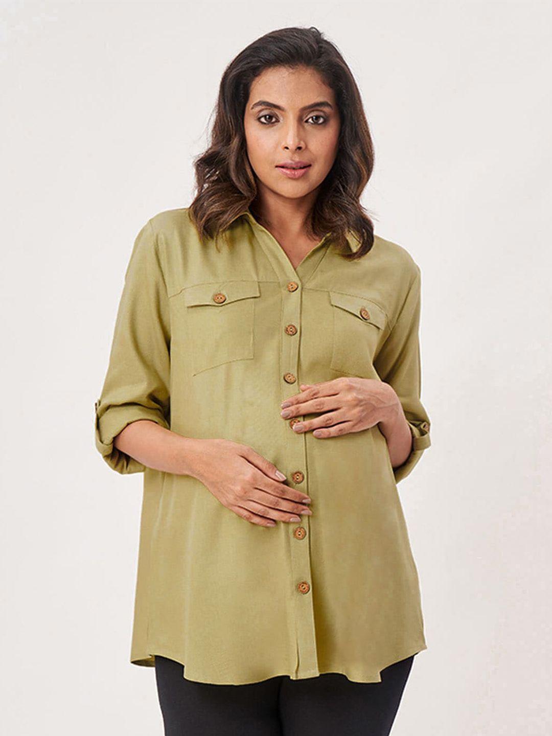 ed-a-mamma women boxy maternity cotton shirt