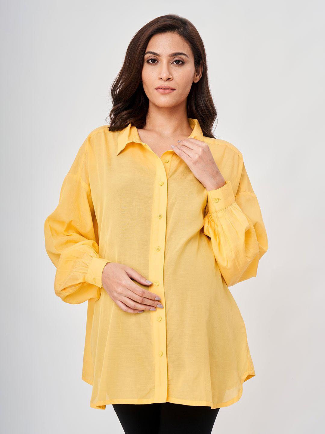 ed-a-mamma women yellow maternity shirt