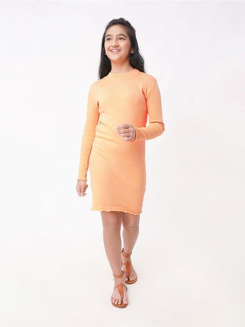 edheads kids orange cotton regular fit full sleeves dress