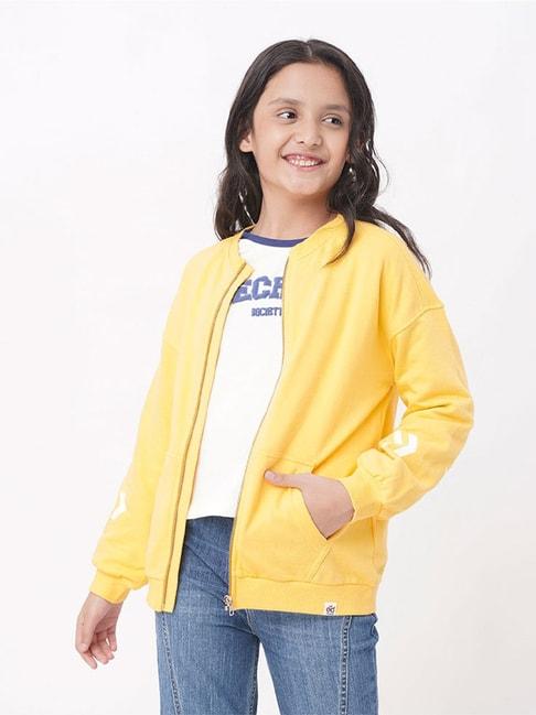 edheads kids yellow cotton printed full sleeves jacket