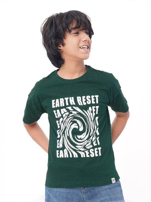 edheads kids green cotton printed t-shirt