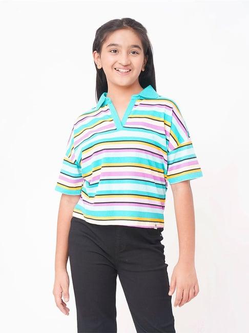 edheads kids multicolor cotton striped polo t-shirt