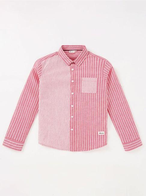 edheads kids pink cotton striped full sleeves shirt