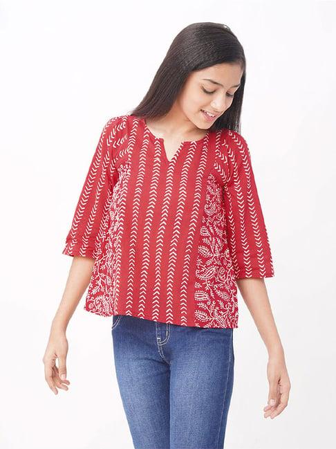edheads kids red cotton printed top