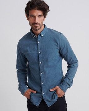 edit cotton shirt with button-down collar