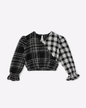 edna checkered blouson top