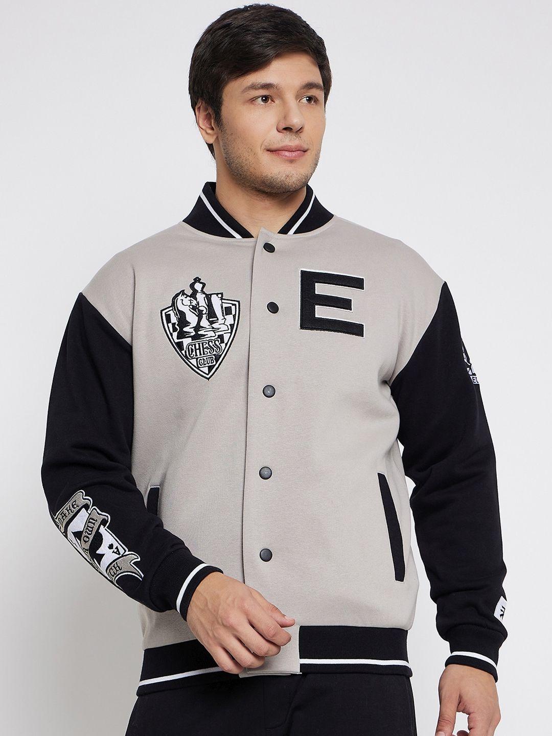 edrio graphic printed cotton varsity jacket