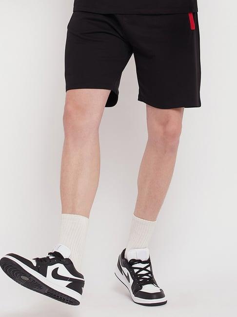 edrio black cotton relaxed fit shorts