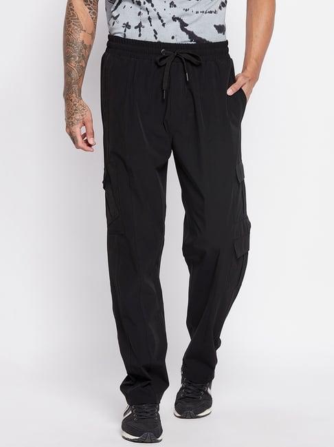 edrio black cotton relaxed fit trackpants