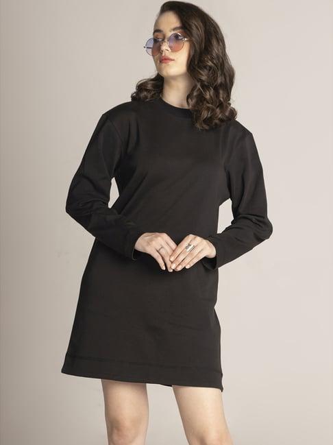edrio black pure cotton a-line dress
