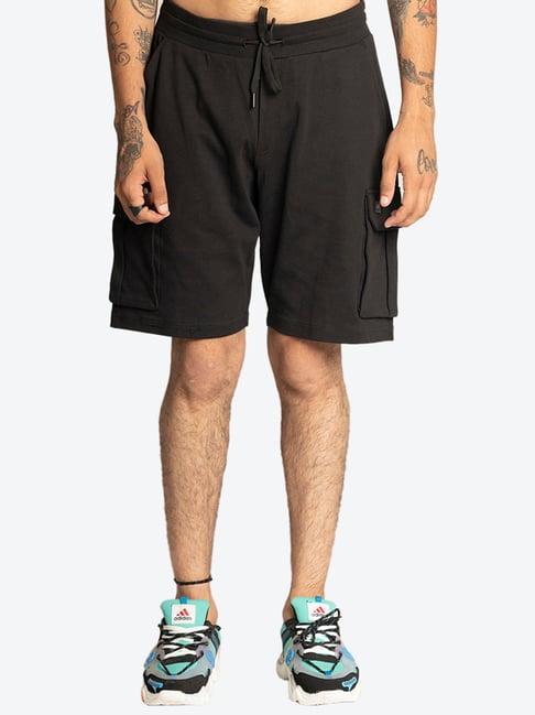 edrio black regular fit cargo shorts