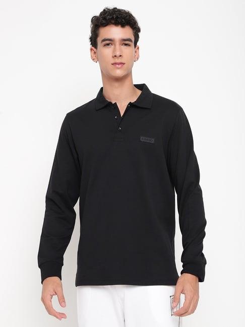 edrio black relaxed fit polo t-shirt