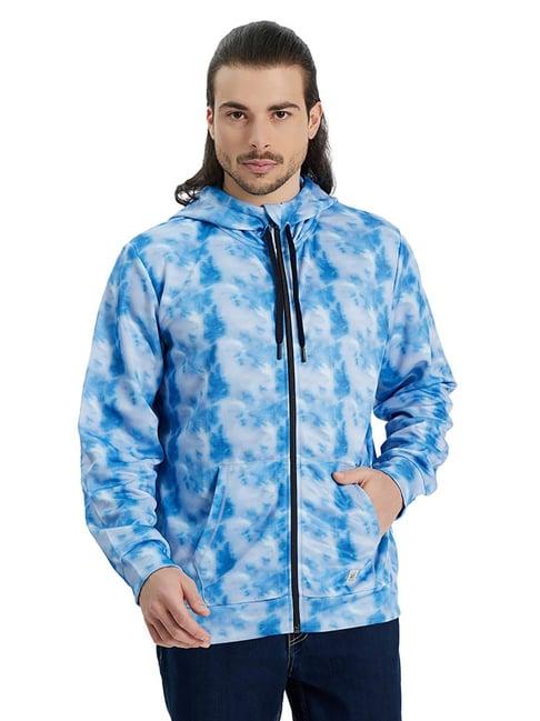 edrio blue & white tie - dye hoodie